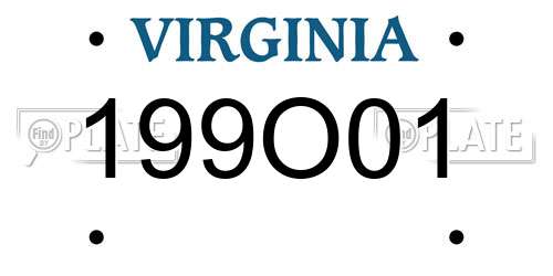199O01 Virginia License Plate