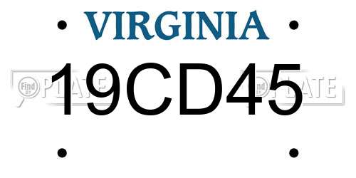19CD45 Virginia License Plate