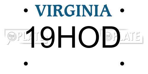 19HOD Virginia License Plate