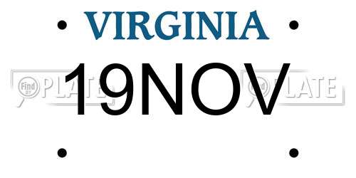 19NOV Virginia License Plate