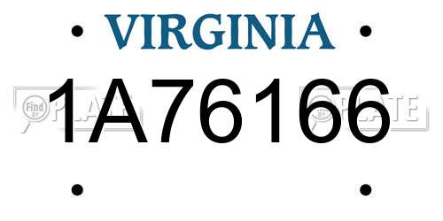 1A76166 Virginia License Plate