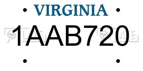 1AAB720 Virginia License Plate