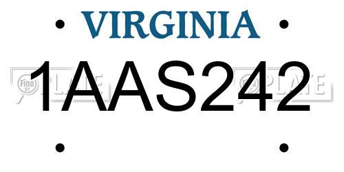 1AAS242 Virginia License Plate