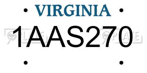 1AAS270 Virginia License Plate