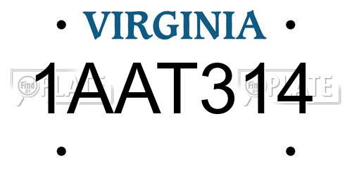 1AAT314 Virginia License Plate