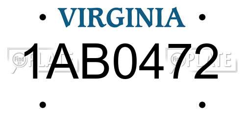 1AB0472 Virginia License Plate