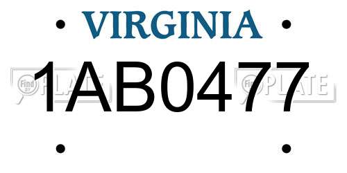 1AB0477 Virginia License Plate