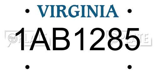 1AB1285 Virginia License Plate