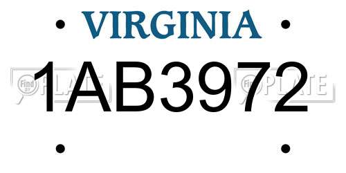 1AB3972 Virginia License Plate