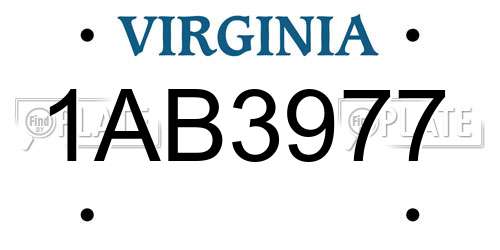 1AB3977 Virginia License Plate
