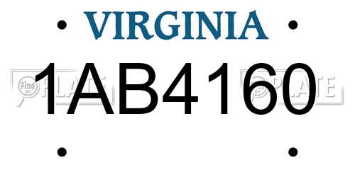 1AB4160 Virginia License Plate
