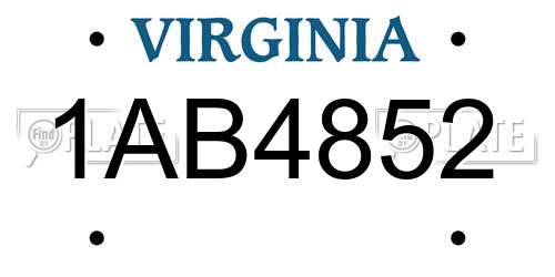 1AB4852 Virginia License Plate