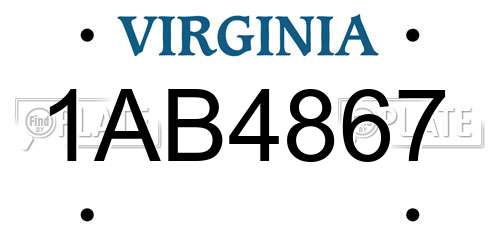 1AB4867 Virginia License Plate