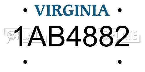 1AB4882 Virginia License Plate