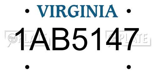 1AB5147 Virginia License Plate