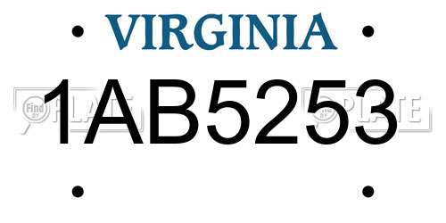 1AB5253 Virginia License Plate