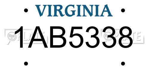 1AB5338 Virginia License Plate