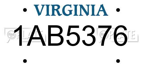 1AB5376 Virginia License Plate