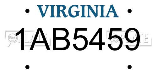 1AB5459 Virginia License Plate