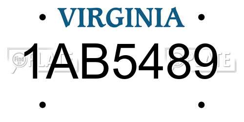 1AB5489 Virginia License Plate