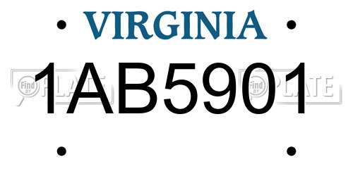 1AB5901 Virginia License Plate
