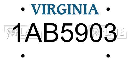 1AB5903 Virginia License Plate