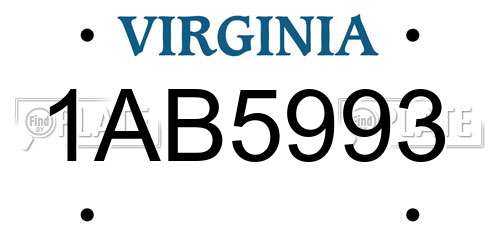1AB5993 Virginia License Plate