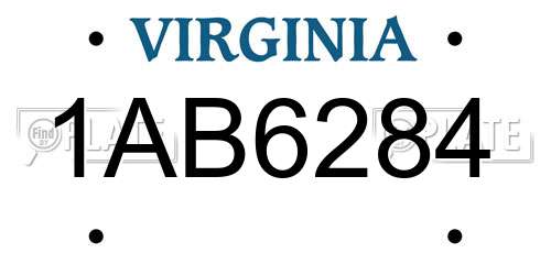 1AB6284 Virginia License Plate