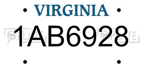 1AB6928 Virginia License Plate