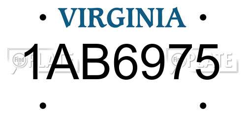 1AB6975 Virginia License Plate
