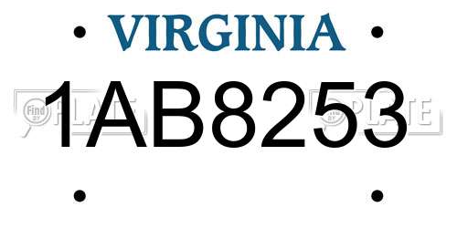 1AB8253 Virginia License Plate