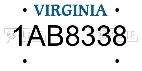1AB8338 Virginia License Plate