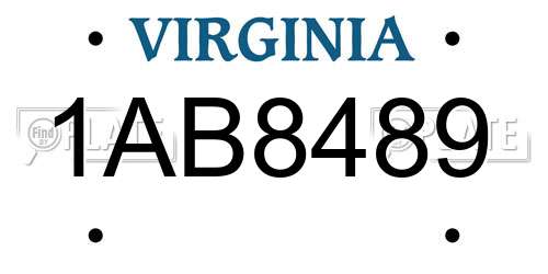 1AB8489 Virginia License Plate