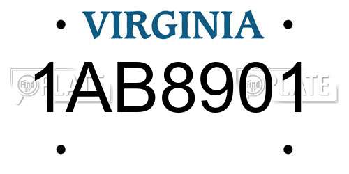 1AB8901 Virginia License Plate