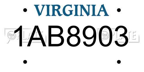 1AB8903 Virginia License Plate