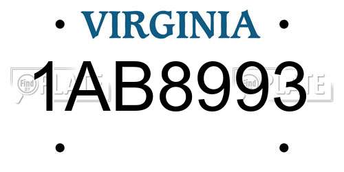 1AB8993 Virginia License Plate