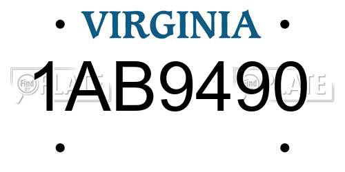 1AB9490 Virginia License Plate