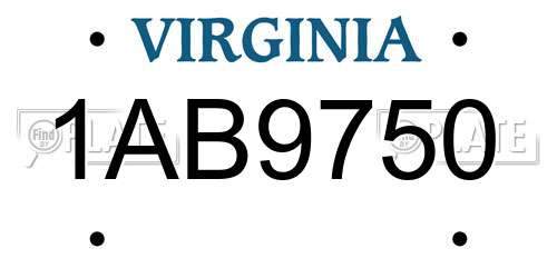 1AB9750 Virginia License Plate