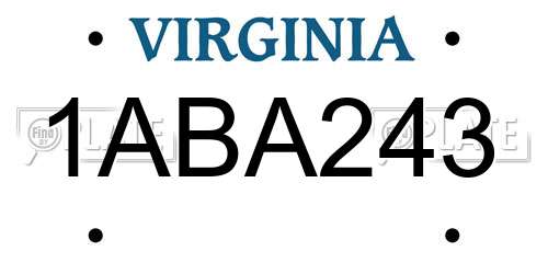 1ABA243 Virginia License Plate