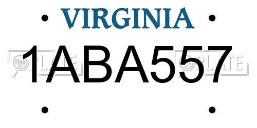 1ABA557 Virginia License Plate