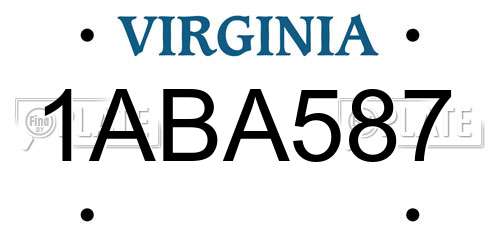 1ABA587 Virginia License Plate