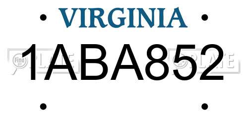 1ABA852 Virginia License Plate