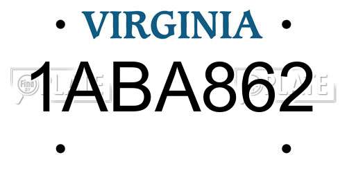 1ABA862 Virginia License Plate
