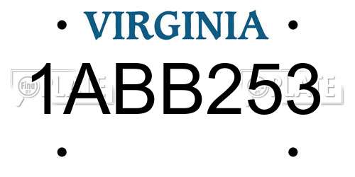 1ABB253 Virginia License Plate