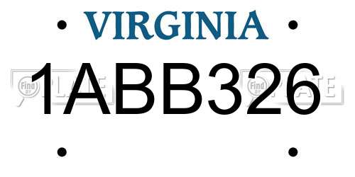1ABB326 Virginia License Plate