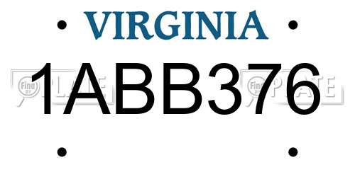 1ABB376 Virginia License Plate