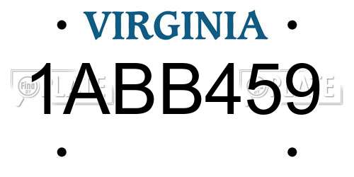 1ABB459 Virginia License Plate