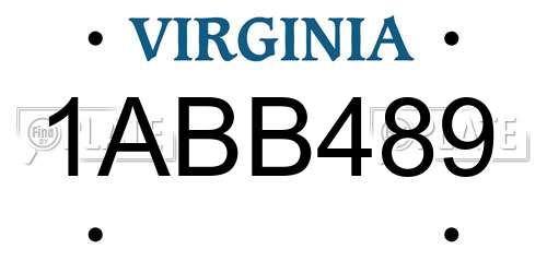1ABB489 Virginia License Plate
