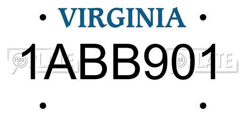 1ABB901 Virginia License Plate