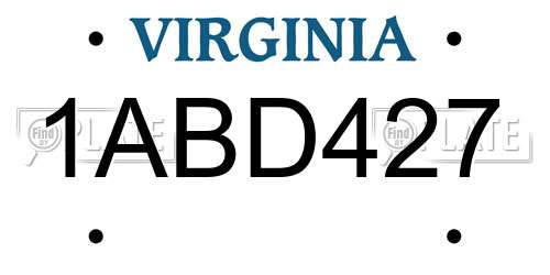 1ABD427 Virginia License Plate